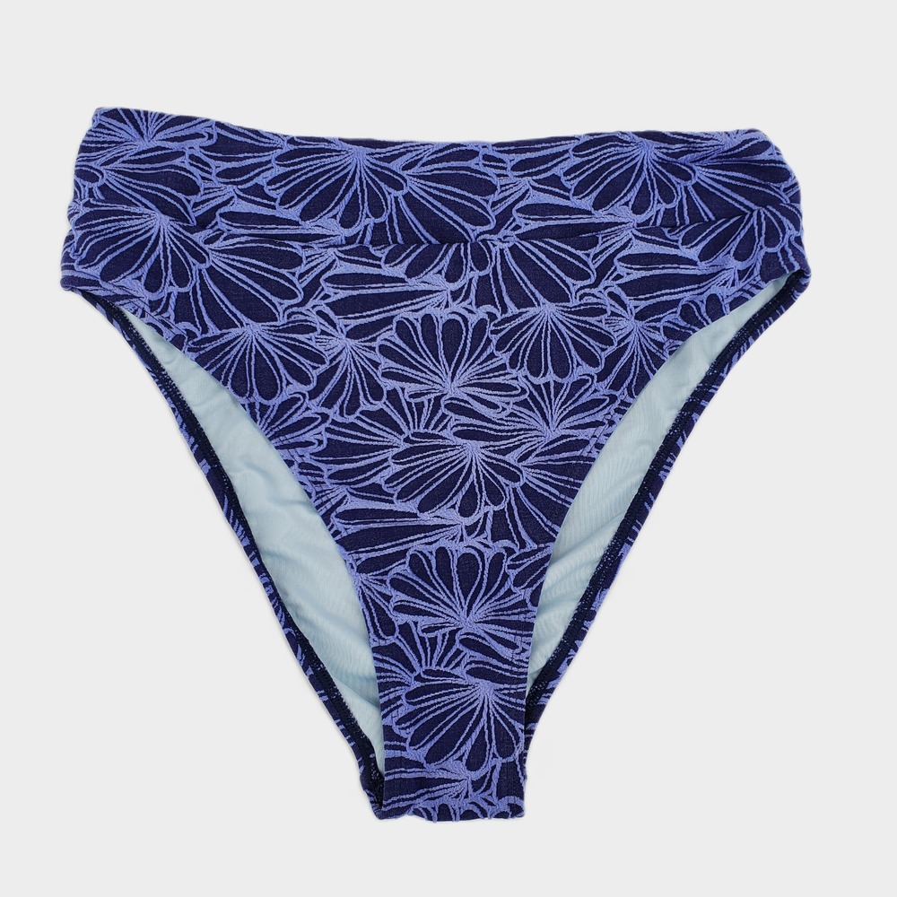 Cupshe Purple Blue Floral Jacquard High Waisted Bikini Bottom T1S0047 Medium New